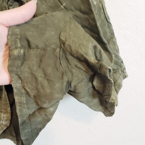 Chaser Washed Green Heirloom Ruffle Romper Strapless Size Medium - Picture 6 of 7